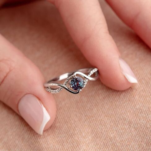 Stylish Round Blue Zirconia Rings for Women Delicate Wedding Band in Saudi Arabia