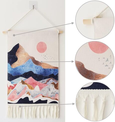 2 Pcs Printing Wall Tapestry Hanging Decor, 14x24" Cotton Prints Boho Chic Bohemian Morocco Landscape Scenery Tapestries Poster Art Gift for Apartment Dorm Kids Livingroom Bedroom Door Entrance in Saudi Arabia