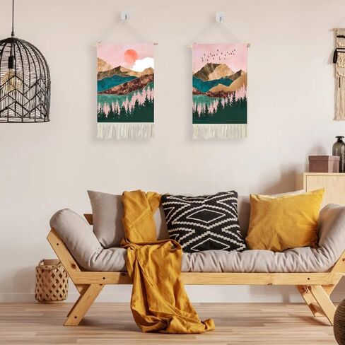 2 Pcs Printing Wall Tapestry Hanging Decor, 14x24" Cotton Prints Boho Chic Bohemian Morocco Landscape Scenery Tapestries Poster Art Gift for Apartment Dorm Kids Livingroom Bedroom Door Entrance in Saudi Arabia
