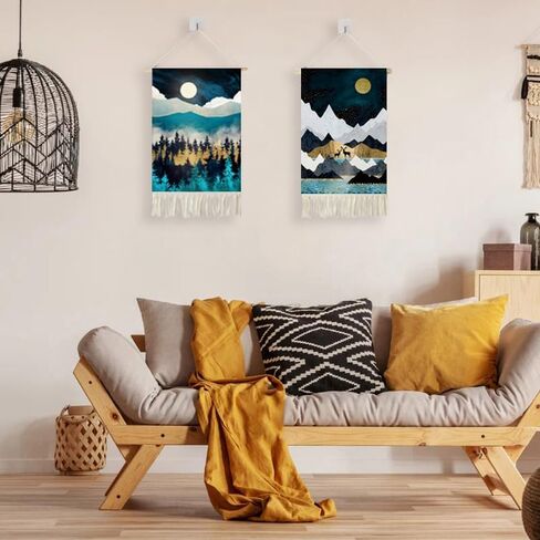 2Pcs Printed Wall Tapestry Hanging Decor, 14x24" Cotton Printed Boho Chic Bohemian Morocco Landscape Scenery Tapestries Poster Art Gift for Apartment Dorm Kids Livingroom Bedroom Door Entrance in Saudi Arabia