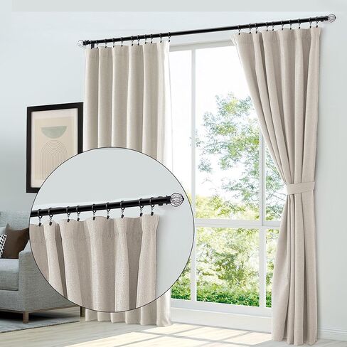 XHLTTBD 40 Pack 1.5 Inch Half-Round Black Curtain Rings with Clips & Eyelets - Heavy Duty Iron, Rustproof, Quiet Glide, Fits 1.2-1.4 Inches (Curtain Rod Required, Non-Drill) in Saudi Arabia