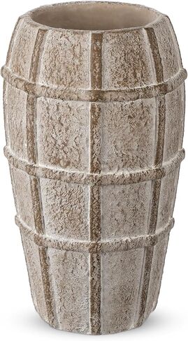 Briful Rustic Terracotta Flower Vase for Home Decor – 9" Brown Farmhouse Textured Barrel-Style Ceramic Vase Vintage Handcrafted Gridded Design for Faux & Dried Flowers Living Room Table Centerpiece in Saudi Arabia