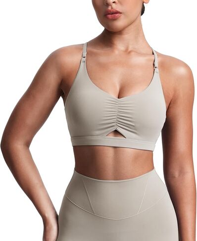 Aoxjox Women's Worling Sports Bras Cross Back Fitness Athletic Velura Ruched Bra Plushflex ™ Yoga Crop Tank in Kuwait