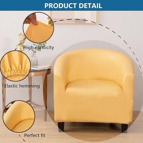 GUYIRT Waterproof Swivel Club Chair Slipcover, Faux Leather Tub Chair Cover, Barrel Chair Covers Slipcover 1 Piece, Arm Chair Cover for Living Room (Black) in Saudi Arabia