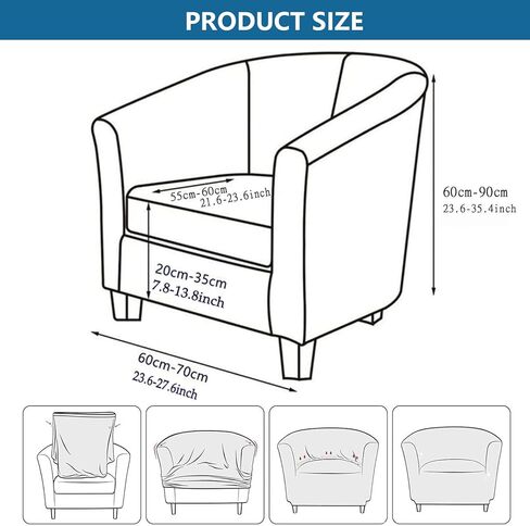 GUYIRT Waterproof Swivel Club Chair Slipcover, Faux Leather Tub Chair Cover, Barrel Chair Covers Slipcover 1 Piece, Arm Chair Cover for Living Room (Black) in Saudi Arabia
