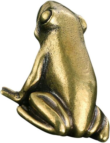 Golden Brass Frog Figurine Vintage Animal Statue for Home Desktop Decoration Brass Craft Decor Small Retro Frog Sculpture for Tabletop and Office Adornment in Saudi Arabia