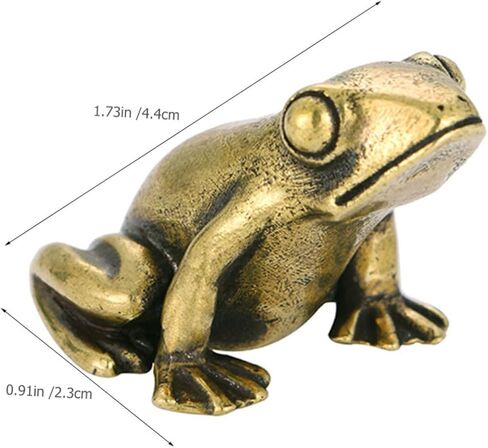 Golden Brass Frog Figurine Vintage Animal Statue for Home Desktop Decoration Brass Craft Decor Small Retro Frog Sculpture for Tabletop and Office Adornment in Saudi Arabia