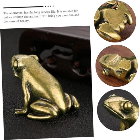 Golden Brass Frog Figurine Vintage Animal Statue for Home Desktop Decoration Brass Craft Decor Small Retro Frog Sculpture for Tabletop and Office Adornment in Saudi Arabia