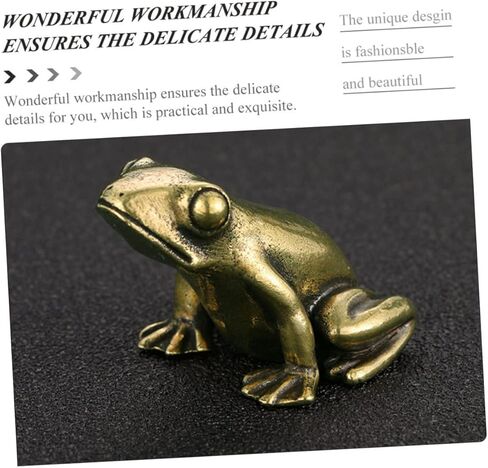 Golden Brass Frog Figurine Vintage Animal Statue for Home Desktop Decoration Brass Craft Decor Small Retro Frog Sculpture for Tabletop and Office Adornment in Saudi Arabia