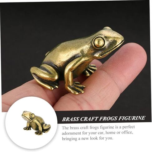 Golden Brass Frog Figurine Vintage Animal Statue for Home Desktop Decoration Brass Craft Decor Small Retro Frog Sculpture for Tabletop and Office Adornment in Saudi Arabia