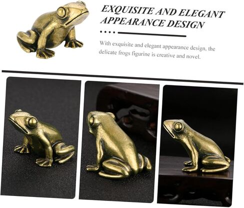 Golden Brass Frog Figurine Vintage Animal Statue for Home Desktop Decoration Brass Craft Decor Small Retro Frog Sculpture for Tabletop and Office Adornment in Saudi Arabia