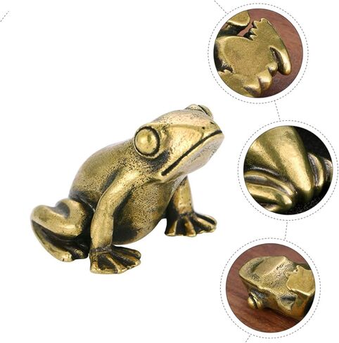 Golden Brass Frog Figurine Vintage Animal Statue for Home Desktop Decoration Brass Craft Decor Small Retro Frog Sculpture for Tabletop and Office Adornment in Saudi Arabia