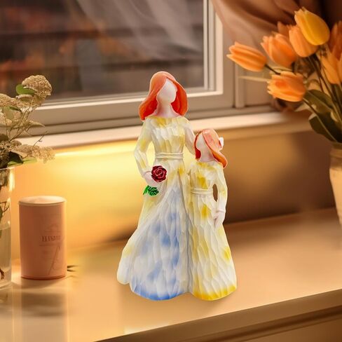 POSHEILA Mom Birthday Gift from Daughter - Mother Daughter Hand-Painted Resin Sculpture Best Sister Christmas Happy Memorial Gift for Woman 5.11 * 2.87in in Saudi Arabia