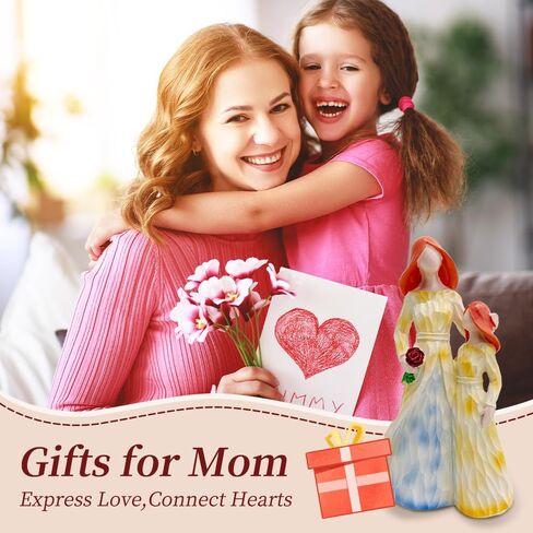POSHEILA Mom Birthday Gift from Daughter - Mother Daughter Hand-Painted Resin Sculpture Best Sister Christmas Happy Memorial Gift for Woman 5.11 * 2.87in in Saudi Arabia
