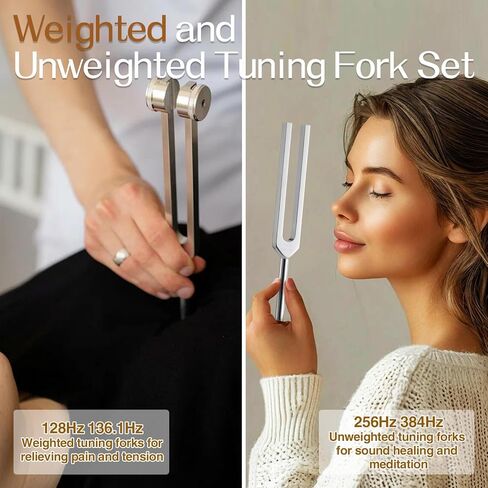 Sound Healing Tuning Fork Set - Tuning Forks for Chakra Alignment & Stress Relief – Otto 128Hz, Earth Om 136Hz, Yin 256Hz, Yang 384Hz, Activator & Pouch – Ideal for Meditation & Home Therapy in Saudi Arabia