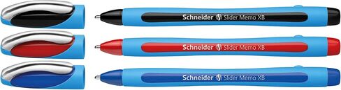 قلم حبر جاف Schneider Slider Memo XB (عريض للغاية)، 1.4 مم، أسطوانة زرقاء فاتحة، ألوان حبر متنوعة، عبوة من 3 أقلام: أسود، أحمر، أزرق (150293) in Saudi Arabia