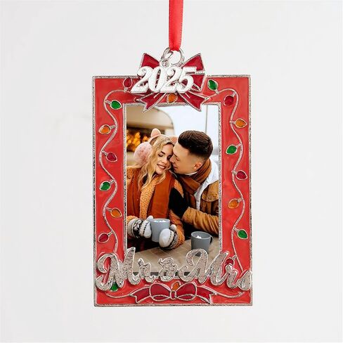 WANSHUNLMI 2025 Red Picture Frame Ornament, Mr & Mrs Couples Family Christmas Tree Photo Frame Ornament Decor Romantic Couples Gifts Ideas Table or Xmax Tree Two Ways Using (Red) in Saudi Arabia