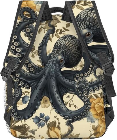 حقيبة ظهر MIEPOS Nautical Octopus، حقائب ظهر من البوليستر المحيطي القديم، حقيبة ظهر مزدوجة الكتف خفيفة الوزن للنساء، حقيبة كتب باللون البيج الزهري العتيق، هدايا حقيبة مدرسية، حزم كتب يومية للسفر غير رسمية in Kuwait