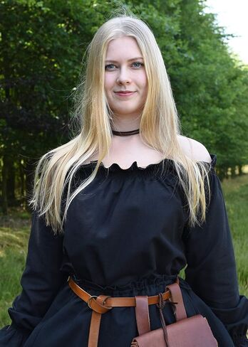 Battle-Merchant Carmen Medieval Off-Shoulder Tunic for Women, Renaissance Peasant Top 100% Cotton, for LARP & Cosplay in Saudi Arabia