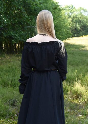 Battle-Merchant Carmen Medieval Off-Shoulder Tunic for Women, Renaissance Peasant Top 100% Cotton, for LARP & Cosplay in Saudi Arabia