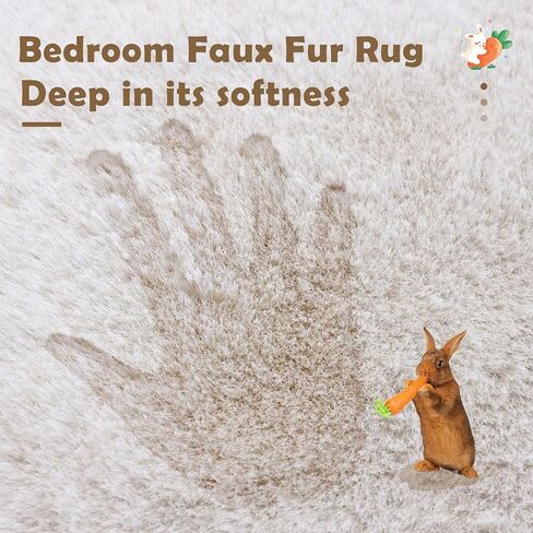 Fluffy Synthetic Rabbit Fur Area Rug Furry Floor mat Machine Washable Non-Slip Backing High Density Floor and Sofa Seat Cushions for Living Room White and Blue 2x6 ft in Saudi Arabia