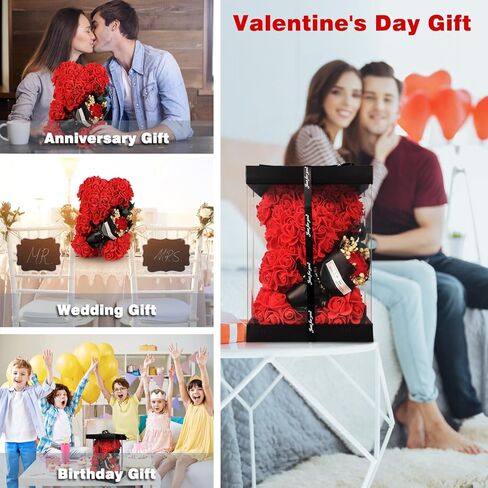 Romantic Valentines Gift for Her,Artificial Rose Teddy Bear with I Love You Necklace in 100 Languages Gift Set, the Perfect Anniversary or Birthday Present for Girlfriend, Wife, or Mom (Pink ) in Saudi Arabia