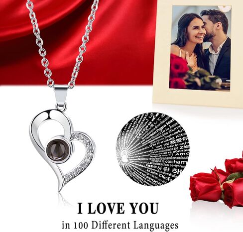 Romantic Valentines Gift for Her,Artificial Rose Teddy Bear with I Love You Necklace in 100 Languages Gift Set, the Perfect Anniversary or Birthday Present for Girlfriend, Wife, or Mom (Pink ) in Saudi Arabia