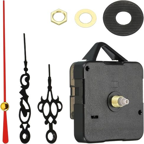 Clock Mechanism Replacement, 1Set Quartz Clock Mechanism Battery Operated DIY Wall Clock Aluminium 50mm Hands and Motor Kit Mute Movement, Black Red in Saudi Arabia