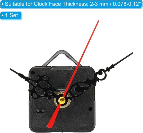Clock Mechanism Replacement, 1Set Quartz Clock Mechanism Battery Operated DIY Wall Clock Aluminium 50mm Hands and Motor Kit Mute Movement, Black Red in Saudi Arabia