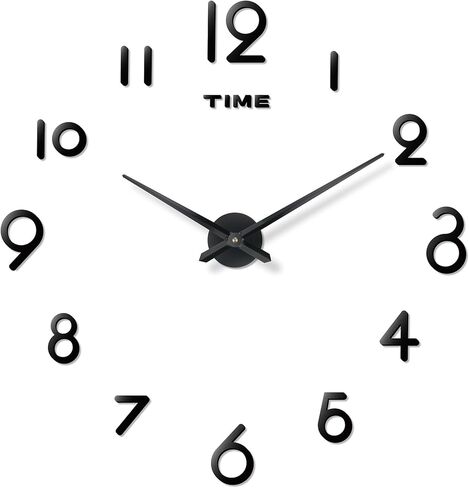 DaLianLian DIY Wall Clock Large Frameless 3D Clock Mirror Effect Modern Arabic Numerals Wall Sticker Metal Hands Silent Quartz Movement Decor for Living Room, Bedroom, Office (Gold) in Saudi Arabia