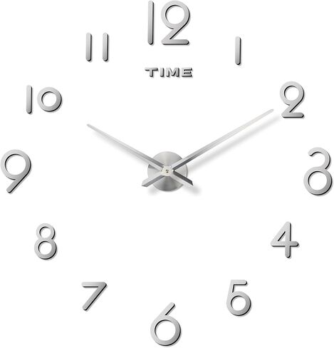 DaLianLian DIY Wall Clock Large Frameless 3D Clock Mirror Effect Modern Arabic Numerals Wall Sticker Metal Hands Silent Quartz Movement Decor for Living Room, Bedroom, Office (Gold) in Saudi Arabia