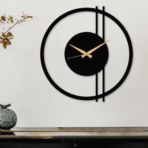 Vivazle Double Line Minimalist Metal Wall Clock – Modern, Sleek Design for Living Room, Bedroom, Office, and Home Décor (Black, 24 Inches / 60 cm) in Saudi Arabia
