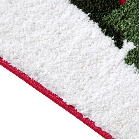 RoomTalks Cute Christmas Tree Bath Mat Non Slip Washable, 16x24 Vintage Country Festive Red Winter Snowflake Woodland Pine Tree Xmas Snow Bath Rugs Mat for Bathroom Christmas in Saudi Arabia