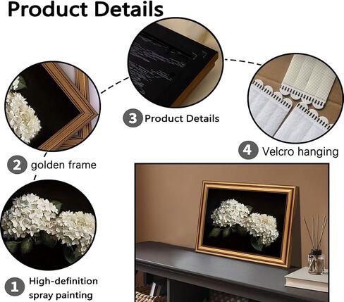 Vintage Gold Framed Hydrangea Canvas Wall Art White Flowers Painting Picture Wall Decor Still Hydrangea Print Artwork for Living Room Bedroom Farmhouse Bathroom Home Decoration 9x11in in Saudi Arabia