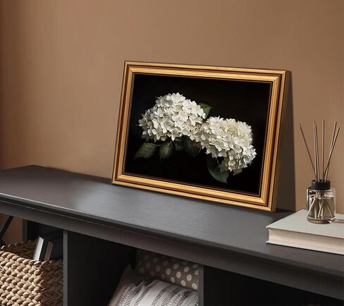 Vintage Gold Framed Hydrangea Canvas Wall Art White Flowers Painting Picture Wall Decor Still Hydrangea Print Artwork for Living Room Bedroom Farmhouse Bathroom Home Decoration 9x11in in Saudi Arabia