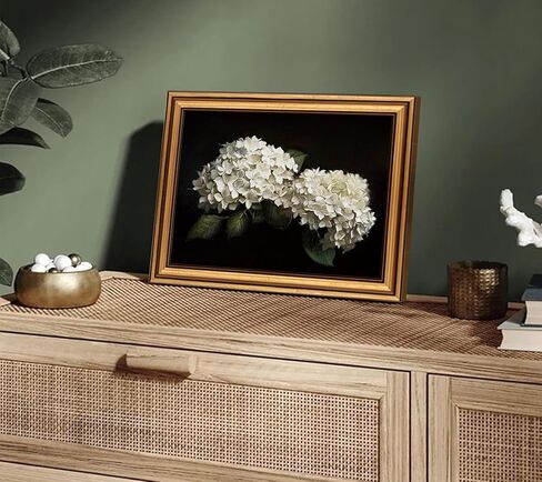 Vintage Gold Framed Hydrangea Canvas Wall Art White Flowers Painting Picture Wall Decor Still Hydrangea Print Artwork for Living Room Bedroom Farmhouse Bathroom Home Decoration 9x11in in Saudi Arabia