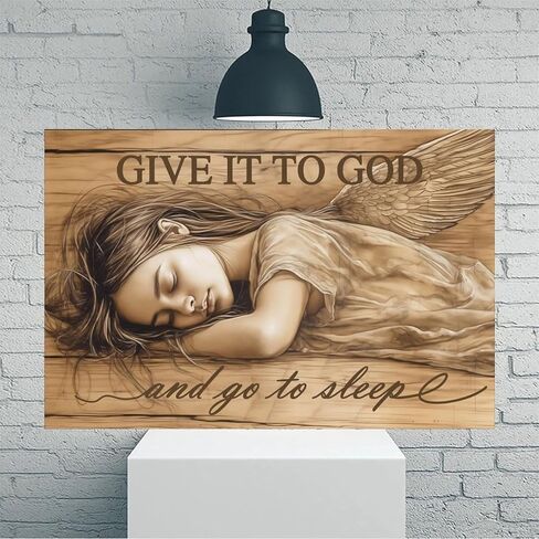 Sleeping Angel Wings Girl Vintage Rustic Canvas Wall Art - 12x18in Unframed Poster- Home & Office Decor for Living Room, Bedroom, Kitchen & Cafe in Saudi Arabia