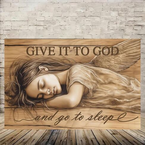 Sleeping Angel Wings Girl Vintage Rustic Canvas Wall Art - 12x18in Unframed Poster- Home & Office Decor for Living Room, Bedroom, Kitchen & Cafe in Saudi Arabia