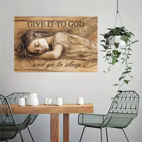 Sleeping Angel Wings Girl Vintage Rustic Canvas Wall Art - 12x18in Unframed Poster- Home & Office Decor for Living Room, Bedroom, Kitchen & Cafe in Saudi Arabia