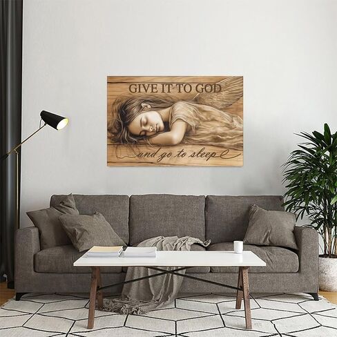 Sleeping Angel Wings Girl Vintage Rustic Canvas Wall Art - 12x18in Unframed Poster- Home & Office Decor for Living Room, Bedroom, Kitchen & Cafe in Saudi Arabia