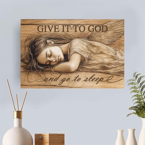 Sleeping Angel Wings Girl Vintage Rustic Canvas Wall Art - 12x18in Unframed Poster- Home & Office Decor for Living Room, Bedroom, Kitchen & Cafe in Saudi Arabia