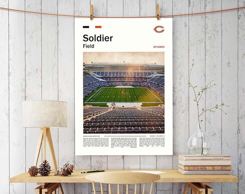 (غير مؤطرة 11 بوصة × 17 بوصة) طباعة قماشية من SoldierFieldStadium - لوحة فنية جدارية من شيكاغو هوم فيلد لمحبي الدببة، ملصق رياضي لغرفة الألعاب أو ديكور كهف الرجل in Kuwait