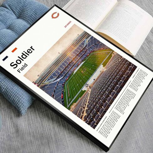 (غير مؤطرة 11 بوصة × 17 بوصة) طباعة قماشية من SoldierFieldStadium - لوحة فنية جدارية من شيكاغو هوم فيلد لمحبي الدببة، ملصق رياضي لغرفة الألعاب أو ديكور كهف الرجل in Kuwait