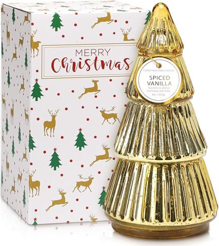 شمعة على شكل شجرة عيد الميلاد، ديكور هدايا عيد الميلاد، شموع شجرة عيد الميلاد الزئبقي على شكل برج، زينة طاولة عيد الميلاد في عطلة الشتاء، شمعة شجرة خضراء، 8oz in Kuwait