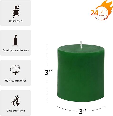 3 Inch Hunter Green Pillar Candle in Saudi Arabia