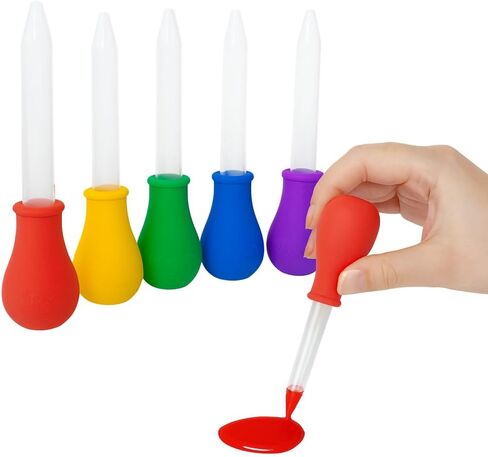 قطارات سائلة بألوان قوس قزح جامبو 5 قطع 5 مل - طرف سيليكون كبير ماصات بلاستيكية شفافة تجارب علمية معملية لنقل السوائل وخلط الألوان نشاط فني حرفي in Kuwait