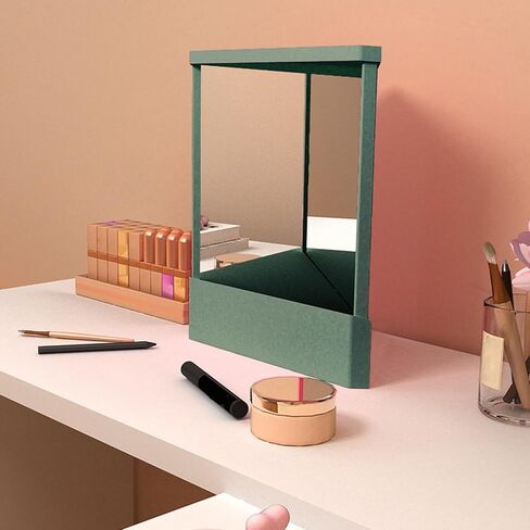 Biplut Non-Reversing Mirror, True Image Reflection, Precision True Images Real Reflection, Precision Glass Viewing Angle, Makeup Vanity Non-Magnifying Tabletop Beauty Mirror (Atrovirens, Small) in Saudi Arabia
