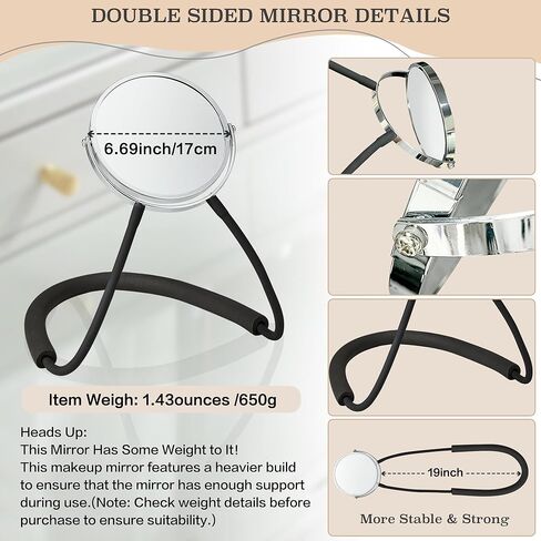 Double Sided Mirror to See Back of Head,Big Size 360°self Haircut Hands Free Adjustable mirror,Standard Viewing and 5X Magnification for Women Man,Mirror' arm is Flexible to Around The Neck(6.7IN) in Saudi Arabia