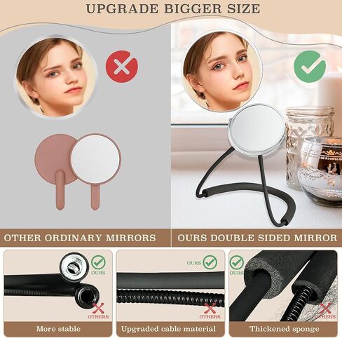Double Sided Mirror to See Back of Head,Big Size 360°self Haircut Hands Free Adjustable mirror,Standard Viewing and 5X Magnification for Women Man,Mirror' arm is Flexible to Around The Neck(6.7IN) in Saudi Arabia