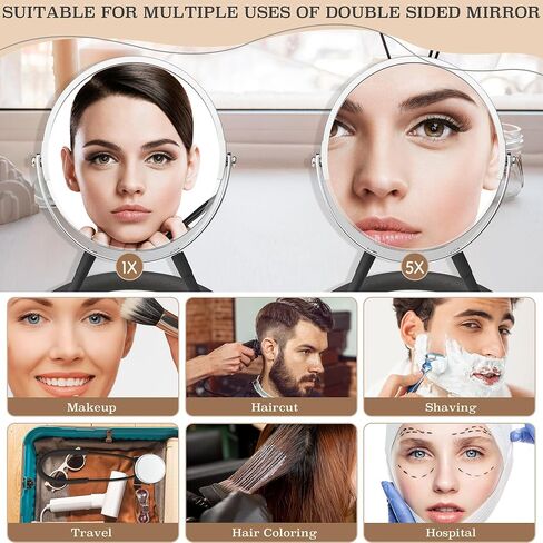Double Sided Mirror to See Back of Head,Big Size 360°self Haircut Hands Free Adjustable mirror,Standard Viewing and 5X Magnification for Women Man,Mirror' arm is Flexible to Around The Neck(6.7IN) in Saudi Arabia